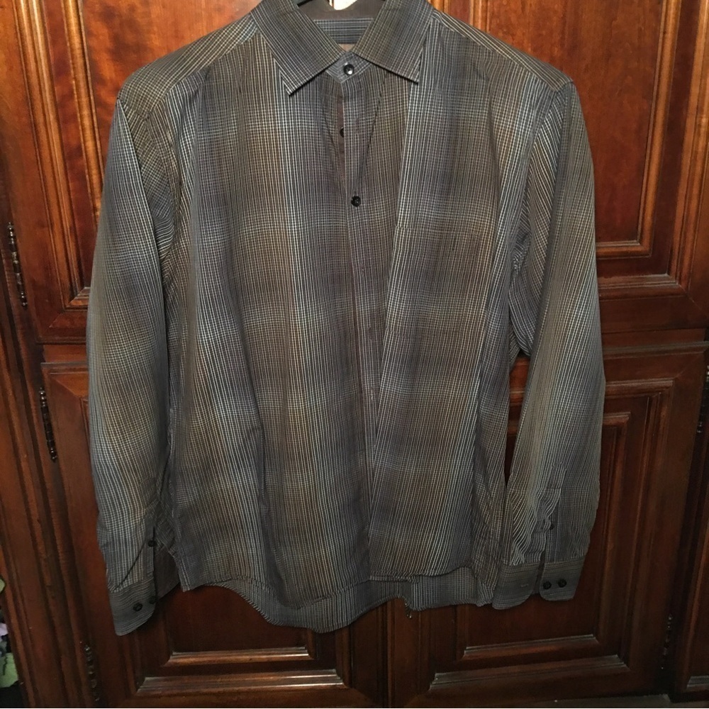 Blue Pronto Uomo Plaid Shirt Brown and Blue button up cotton long sleeves XL